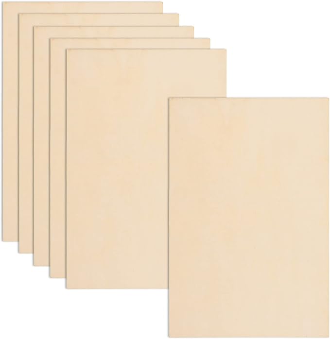 6 Pack Basswood Sheets 12 x 18 x 1/8 Inch-3 mm Unfinished Plywood