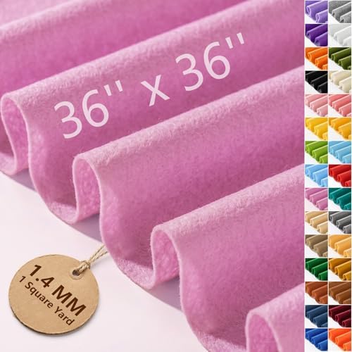 Lilac Felt Fabric 36'' X 36'', 1.4mm Large Felt Sheets Soft Durable Crafts Felt