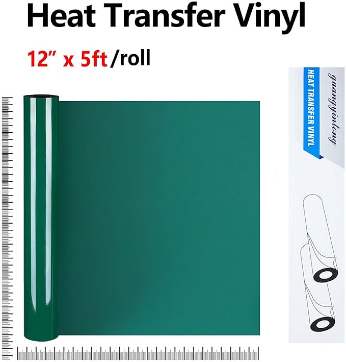 guangyintong Green Heat Transfer Vinyl HTV Rolls, Glossy Surface HTV Vinyl