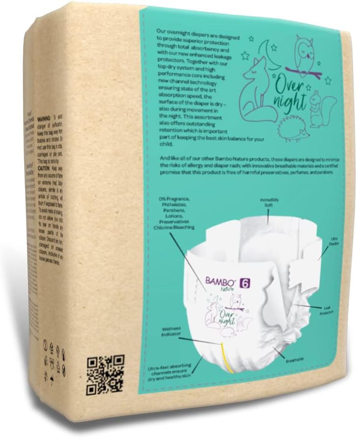 Bambo Nature Overnight Baby Diapers (Sizes 3 TO 6), Size 6, 20 Count
