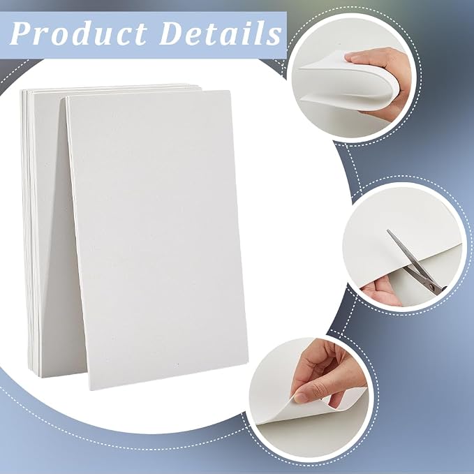 20Pcs 6x9 Inch 2MM Thick White Foam Paper Sheets Rectangle 3D High Density
