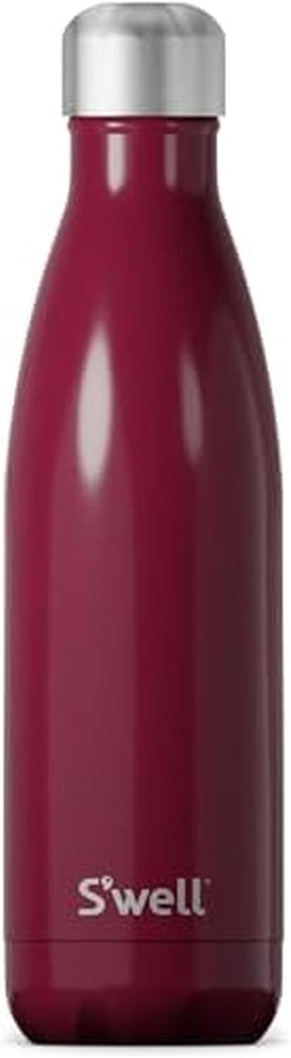 S'well Stainless Steel Water Bottle, 17oz, Wild Cherry, Triple Layered Vacuum Insulated Containers Keeps Drinks Cold for 36 Hours and Hot for 18, BPA Free, Perfect for On the Go