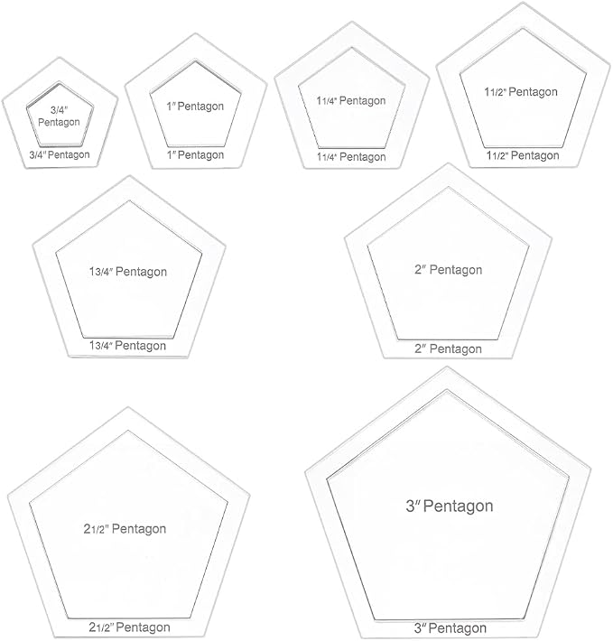 BENECREAT 16 pcs Pentagon Quilting Template, Acrylic Quilting Templates Rulers