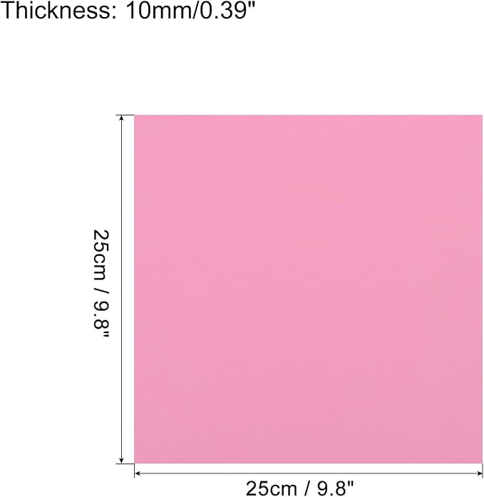 MECCANIXITY EVA Foam Sheets Pink 9.8 Inch x 9.8 Inch 10mm Thick Crafts Foam