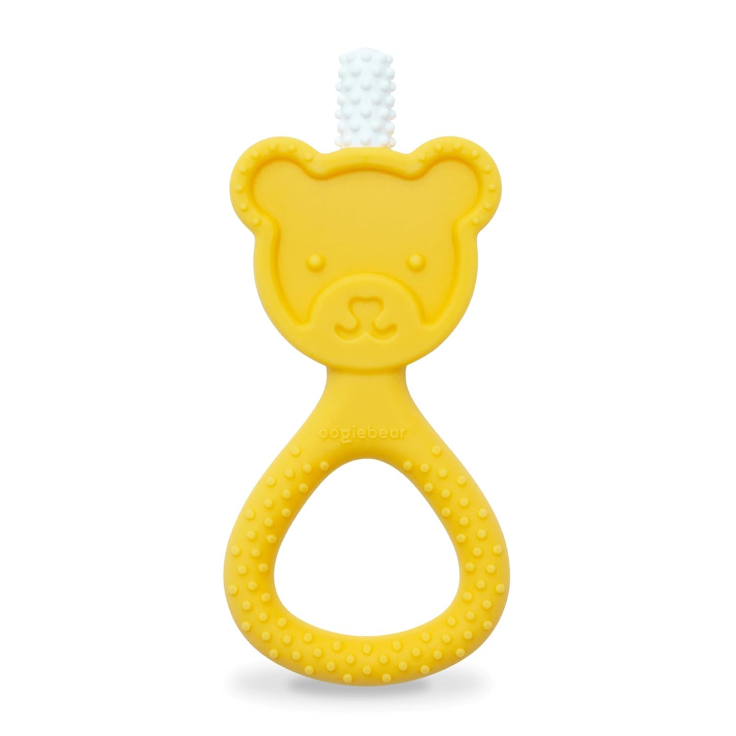 oogiebear 360˚ Teether - Safe Teething Toys for Babies 3 Months and Older | Soft Bristle Teddy Bear Silicone Teether | Super Soft BPA-Free Silicone - Yellow