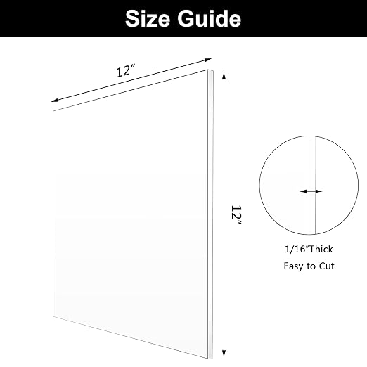 Outus 4 Pcs 12 x 12 Inch Clear Acrylic Sheet 1/16 Inch Thick Transparent