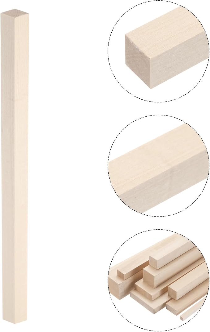 MECCANIXITY 6pcs Wood Sticks, 5/7"x 5/7" x 12" Rectangle Wooden Cube Wood