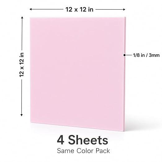 Pastel Cast Acrylic Sheets 12x12 1/8" | Dual finish matte & glossy cast