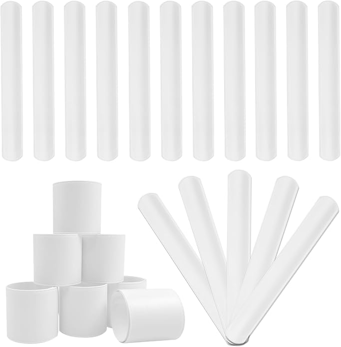 White Blank Slap Bracelets Bulk 36 PCS