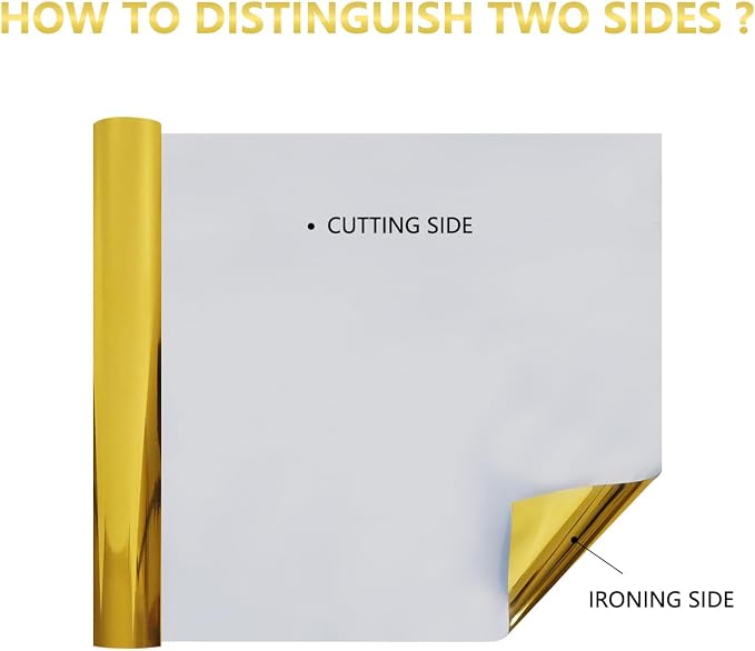 guangyintong Soft Metal Heat Transfer Vinyl Glossy Gold HTV Rolls, HTV Vinyl