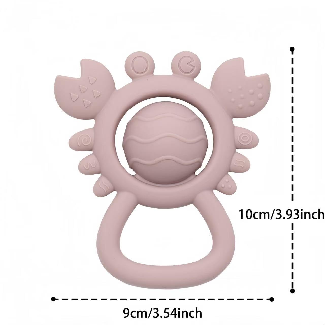 Baby Teething Toys Baby Rattle Toys Silicone Rattles and Teethers for Newborn Soft Infants Toddlers Crab Shake Rattle Chew Toy BPA Free Babies Boy and Girl Gift