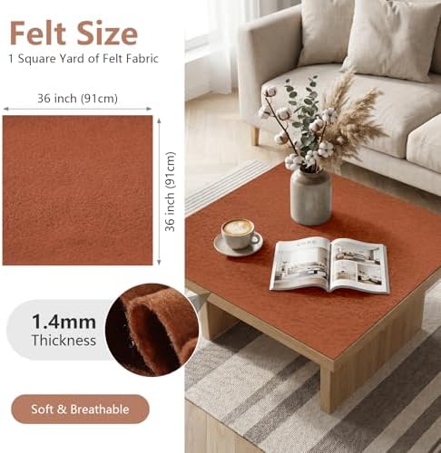 1.4mm Felt Fabric 36'' X 36'' Large Felt Sheets Soft Craft Felt by The Yard