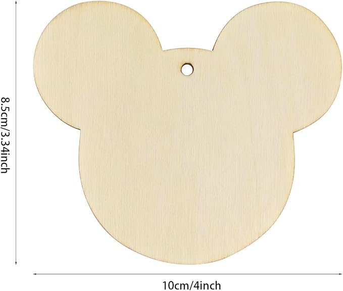 30 Pack 4 Inch Wood Mouse Head Cutouts Unfinished Wood Mouse Head Crafts Wooden