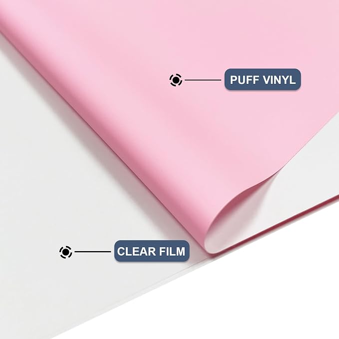 Puff Heat Transfer Vinyl, Wash No Fade, Easy Cut & Weed, Iron/Heat Press