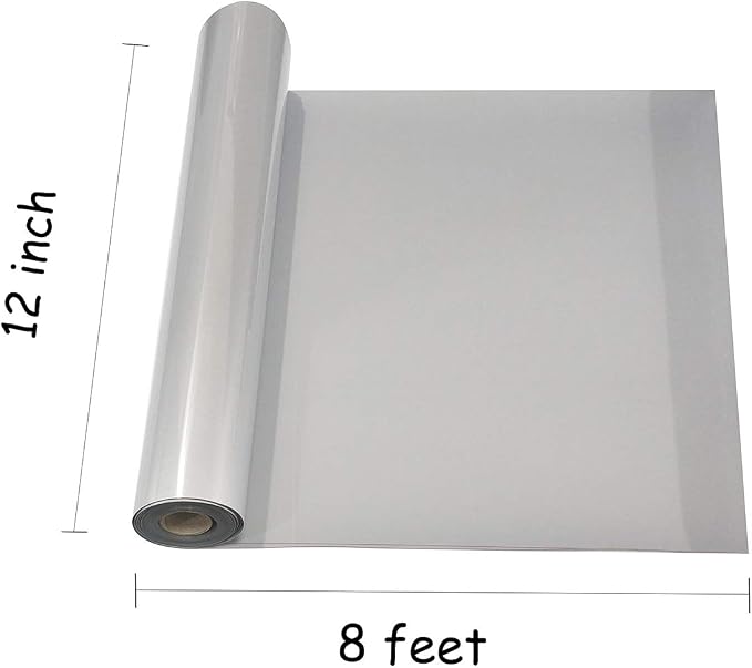 guangyintong Reflective Light Grey Heat Transfer Vinyl HTV Rolls, Light Grey