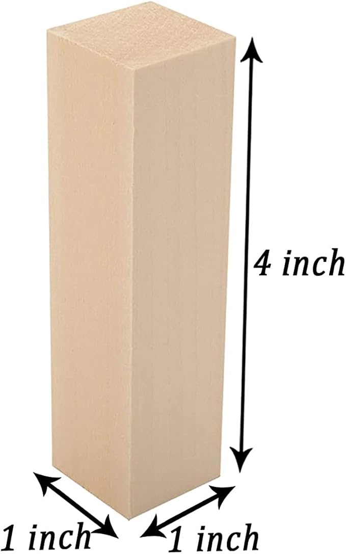 4 Inch Craft Style Basswood Carving Blocks, Unfinished Wood
