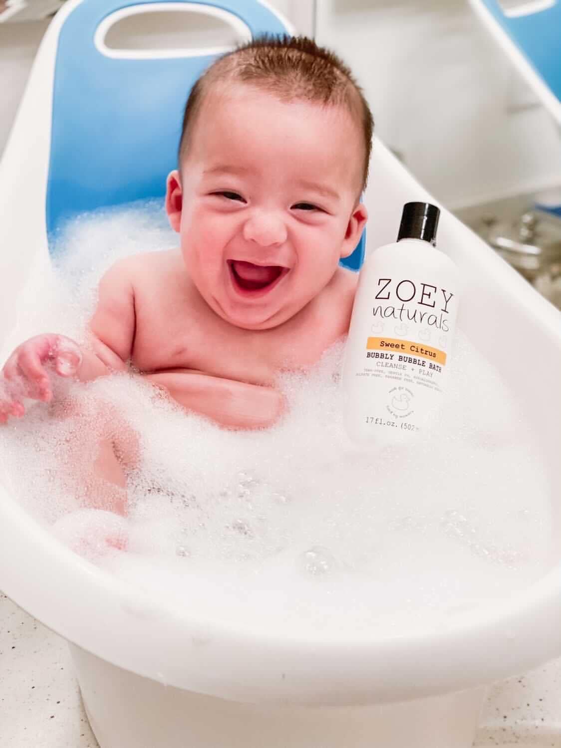 Zoey Naturals - Sweet Citrus Bubble Bath for Kids & Babies - Organic Tear-Free, Non-Toxic Toddler Soap with Moisturizing Aloe & Avocado Oil - Long Lasting Bubbles - Made in USA, 17 oz