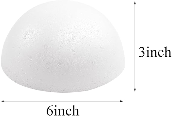 Crafjie 4PCS 6 Inchs White Foam Balls Half Round Polystyrene Half Foam Balls