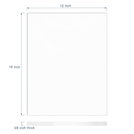 KAITELA Clear Acrylic Sheet 3/8" Thick Cast Plexiglass Piece 12" x 16" | 10mm