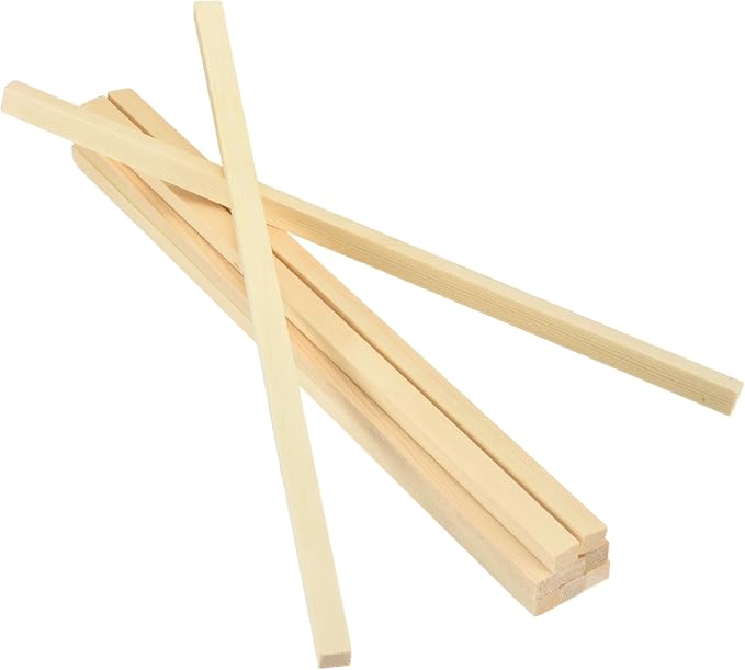 MECCANIXITY 10Pcs Wood Strips Slats, 5/16" x 3/8" x 12" Thin Wood Sticks Flat