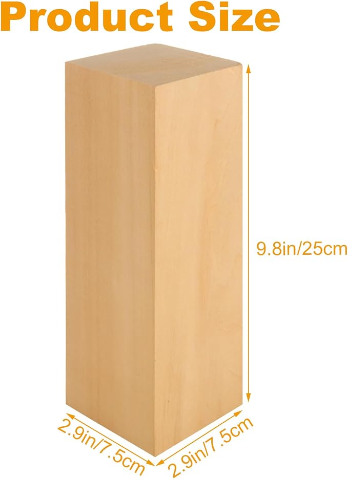 2 Pack 10x3x3 inch Basswood Carving Blocks, Unfinished Bass Wood Blocks