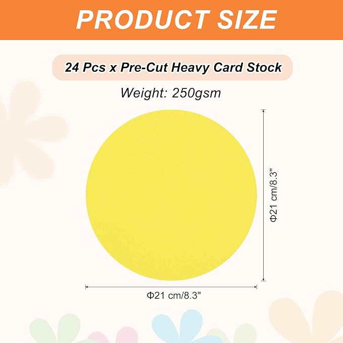 MECCANIXITY 24 Pcs Circle Card Stock, 8.3 Inch Round Cutouts Paper Thick