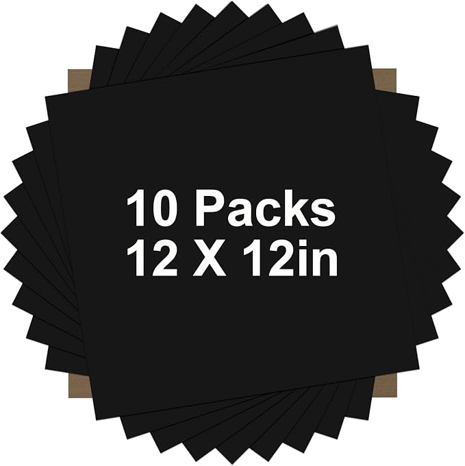 HTVRONT Black HTV Heat Transfer Vinyl Bundle: 10 Pack 12"x12" Iron on Vinyl |