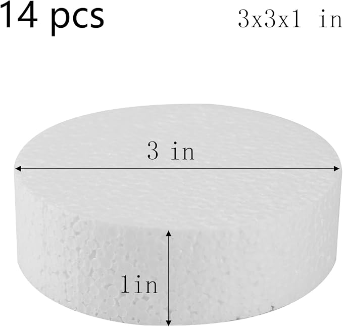 FFchuanhe 14 Pack Crafts Foam Circles 3 inch, Polystyrene Round Foam Discs