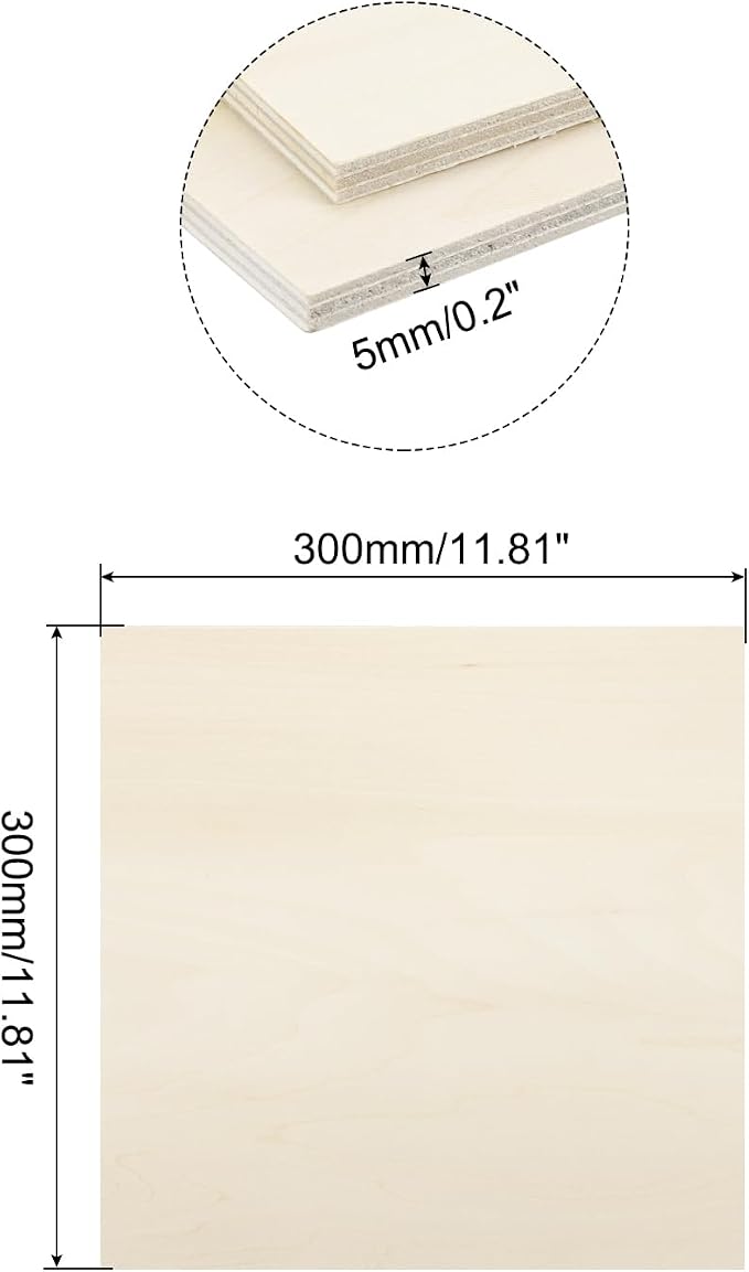 MECCANIXITY 3pcs Basswood Sheets 12 x 12 x 3/16 Inch Unfinished Wood Boards