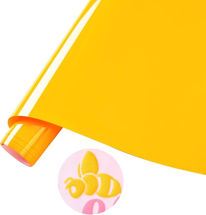 Tintnut Banana Yellow Neon Puff HTV Vinyl Roll, easy cut & weed, stretch