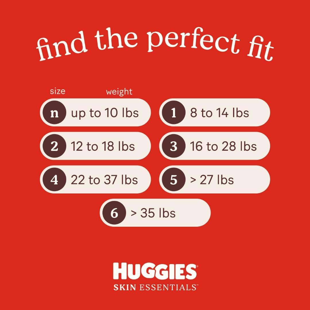 Huggies Size 1 Diapers, Skin Essentials Baby Diapers, Size 1 (8-14 lbs), 29 Count, Packaging May Vary