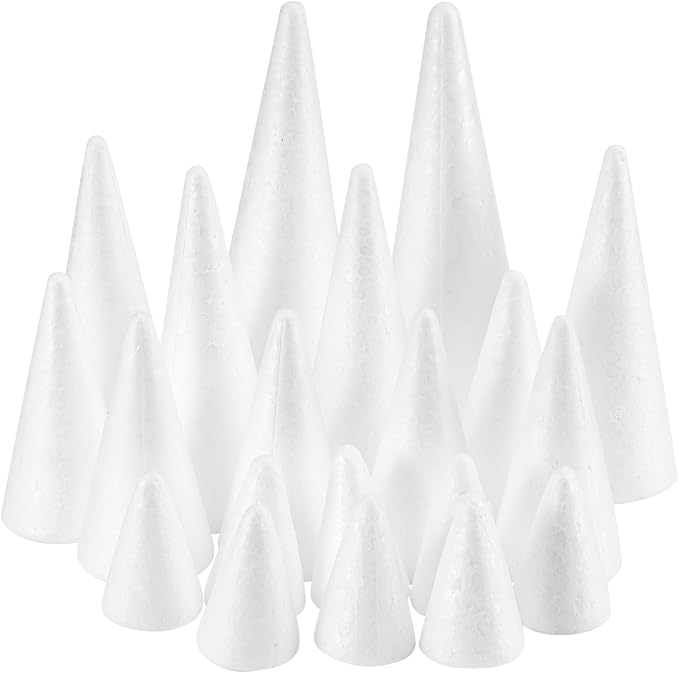 FFchuanhe 20-Pack Craft Foam Cones, Foam Tree Cones,