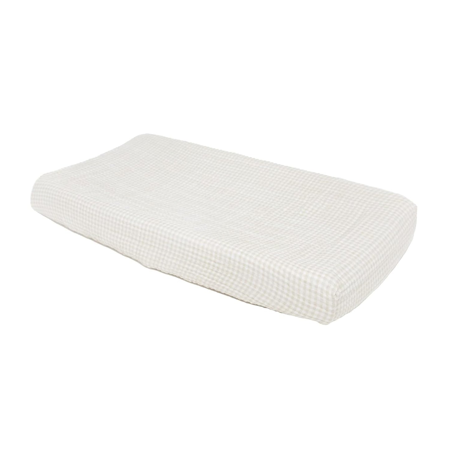 Little Unicorn Premium Changing Pad Cover | Extra Soft & Breathable Muslin Fabric (Tan Gingham)