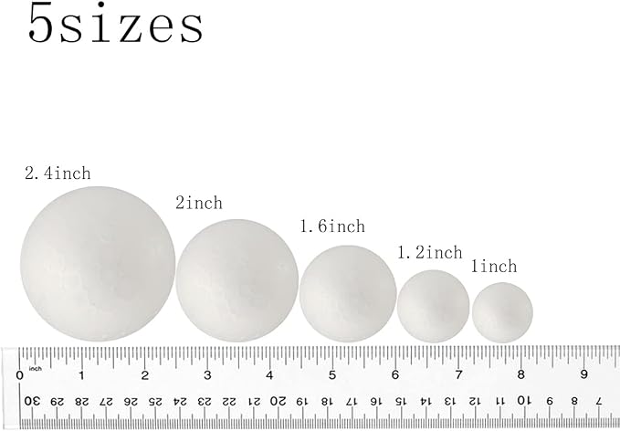 50 Pack Craft Foam Balls, 5 Sizes, Foam Balls