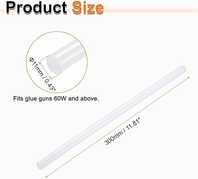 HARFINGTON 10pcs Hot Glue Sticks 0.43" Dia x 11.81" Long EVA Mini Hot Melt