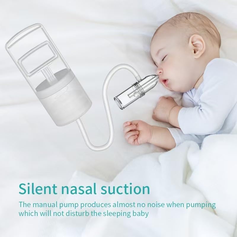 Nasal Aspirator for Baby, Portable Hand Puller Nose Sucker, Quiet Suction Easy to Operate | Reusable | Soft Silicone Nose Cleaner for Fast and Effective Relief of Nasal Congestion in Infant