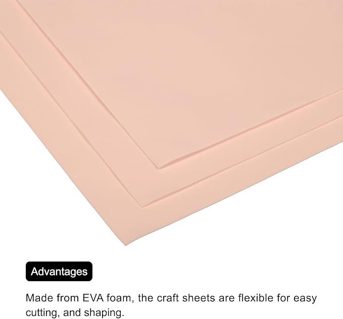 MECCANIXITY EVA Foam Sheets Skin Tone 19.7 Inch x 19.7 Inch 1mm Thick Crafts