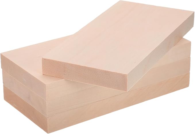 MECCANIXITY 4Pcs Basswood Carving Block, 0.8"x4"x8" Square Wooden Dowels Blocks