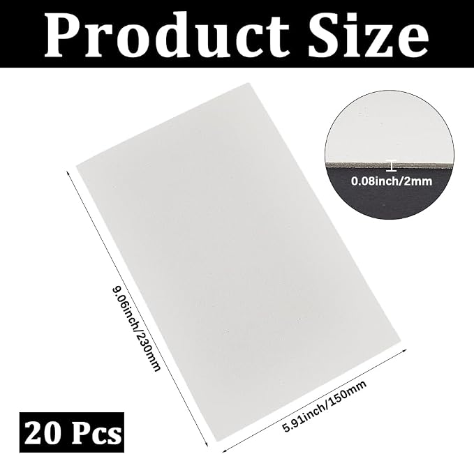 20Pcs 6x9 Inch 2MM Thick White Foam Paper Sheets Rectangle 3D High Density