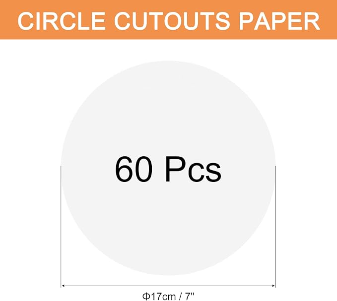 MECCANIXITY 60 PCS White Color Circle Cutouts Paper 7 Inch Round Card Stock