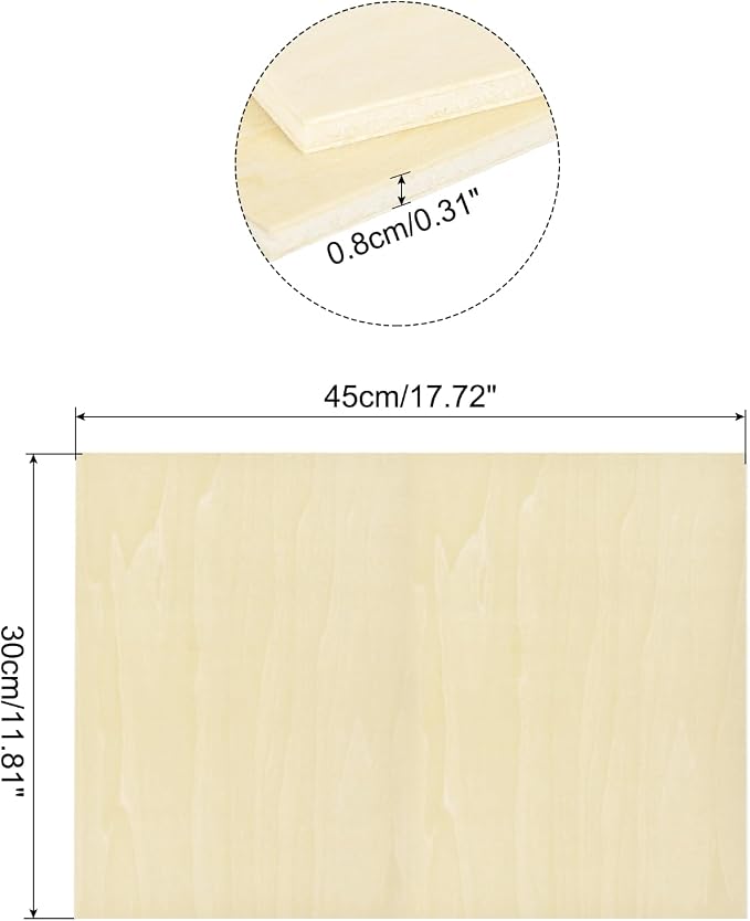 MECCANIXITY 3pcs Basswood Sheets 18 x 12 x 5/16 Inch Unfinished Wood Boards