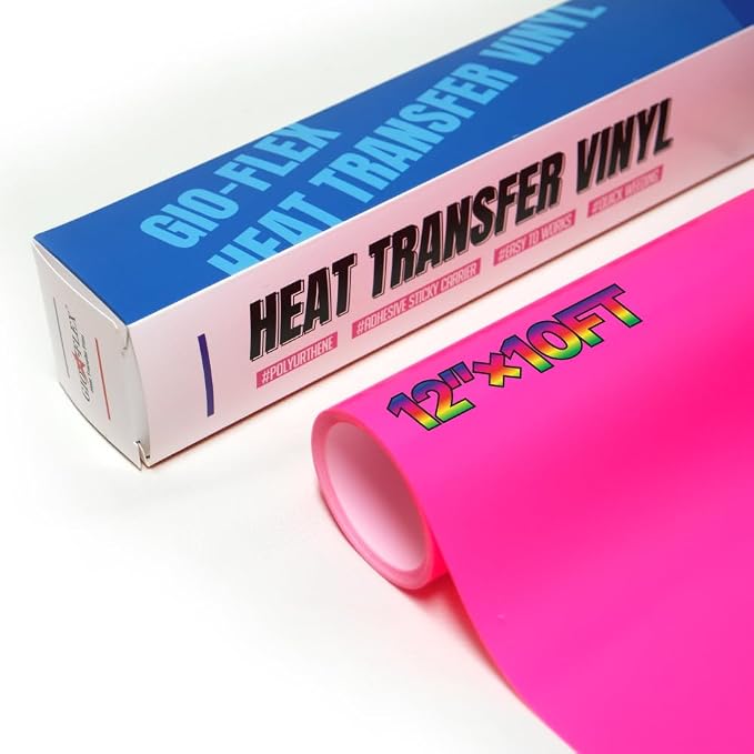 PU Heat Transfer Vinyl 12"×10ft Roll Neon Pink – HTV