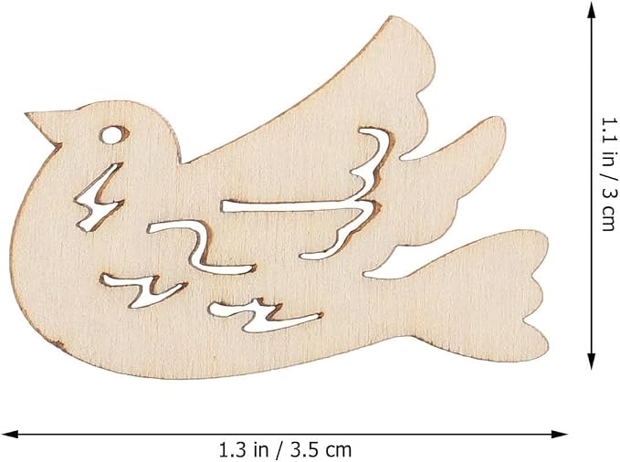 50pcs Wooden Bird Pattern DIY Craft Embellishments – Unfinished Wood Slices