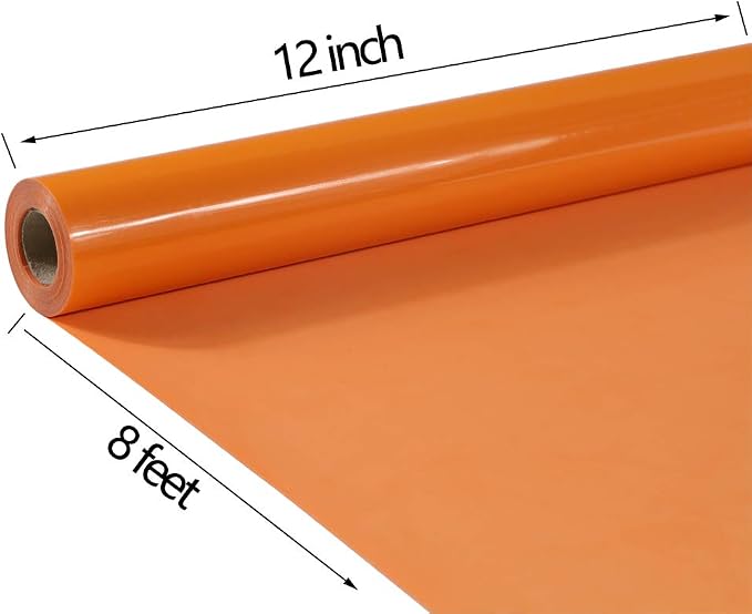 TUMIYA Orange Heat Transfer Vinyl HTV Rolls, Glossy Adhesive HTV Vinyl