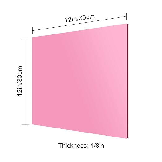 12x12 Inches Pink Mirror Acrylic Sheet – 2 Pcs Reflective Acrylic Panel