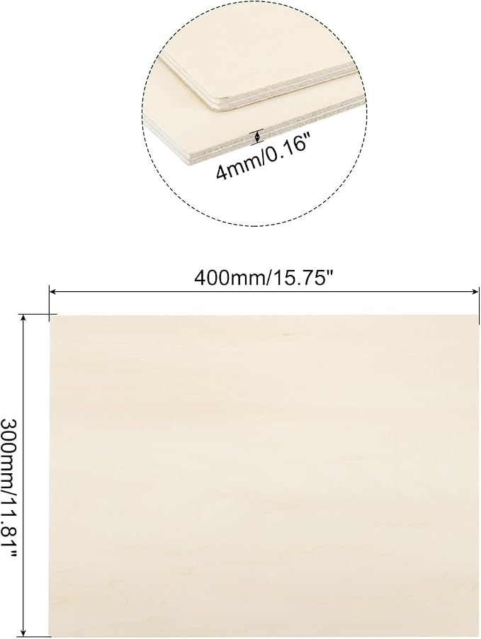 MECCANIXITY 3pcs Basswood Sheets 12 x 16 x 5/32 Inch Unfinished Wood Boards