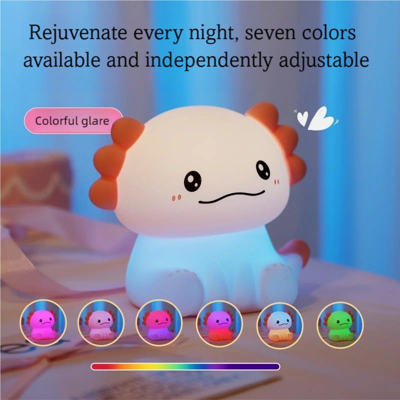 Axolotl Night Light, Cute Axolotl Lamp Gift, LED Animal Silicone Night Light Cute Room Decoration for Girls and Boys