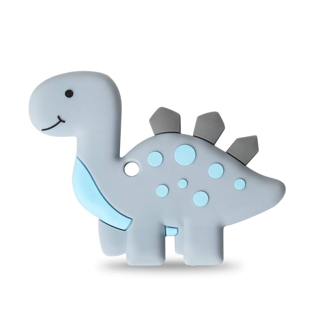 Baby Silicone Teether,Sensory Chew Toys,BPA Free Soft and Effective Infant Teething Pain Relief Toys,Freezer Safe,Food Grade Silicone,Best Shower Gift for Boys and Girls (Dinosaur)