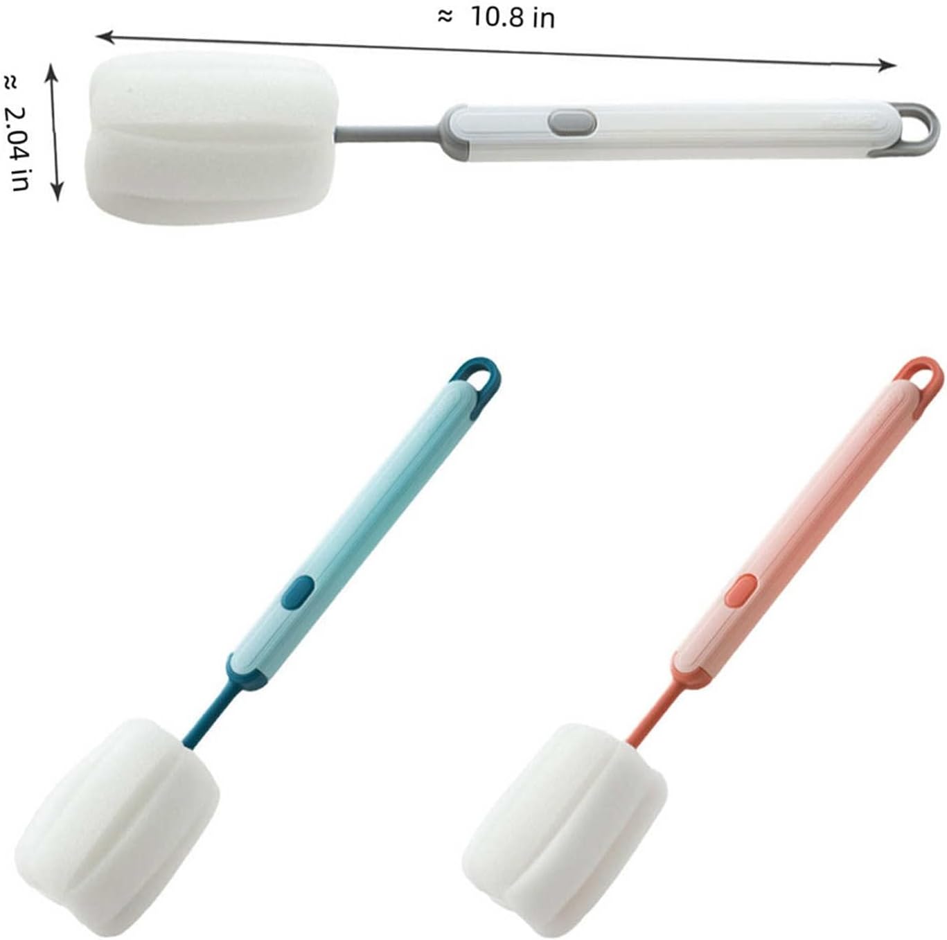 Bottle Brush Long Handle Cup Cleaner Brush Sponge Bottle Scrubber Detachable Handle Portable Sponge Cleaning Brush for Cups Wine Glasses Water Bottles Baby Bottles and Vacuum Flasks(3 PCS)