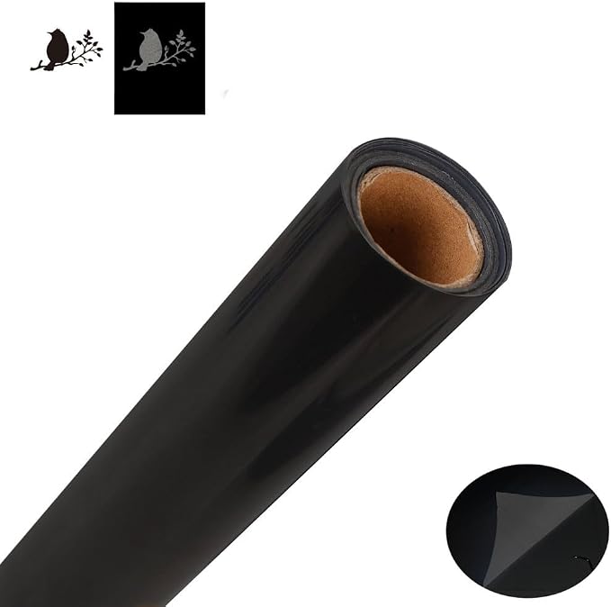 FUNKAKA Heat Transfer Vinyl Reflective Black HTV Roll, Reflective HTV Vinyl
